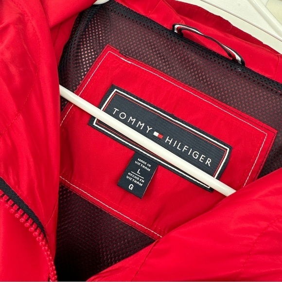 Tommy Hilfiger Windbreaker Long Jacket Logo Sleeve Red Size: LARGE NWOT - Picture 5 of 6